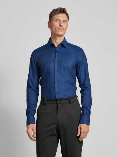 BOSS Slim fit zakelijk overhemd met extra lange mouwen, model 'Hank' Marineblauw - 4