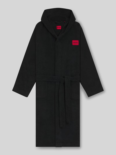 HUGO Loose Fit Morgenmantel aus reiner Baumwolle Modell 'TERRY GOWN HOODED' Black 2