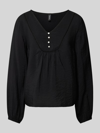 Vero Moda Blouse met korte knoopsluiting, model 'MIRA' Zwart - 2