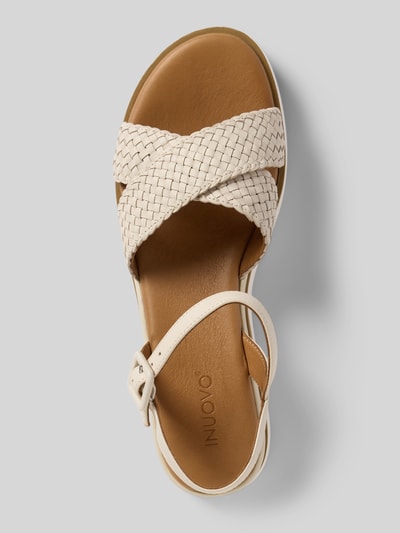 INUOVO Sandalette aus Leder in Flecht-Optik Offwhite 3