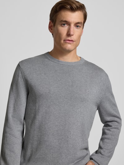 Christian Berg Men Gebreide pullover met ribboorden Lichtgrijs gemêleerd - 3