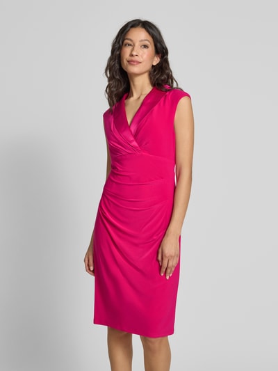 Adrianna Papell Knielange cocktailjurk met reverskraag Felroze - 4