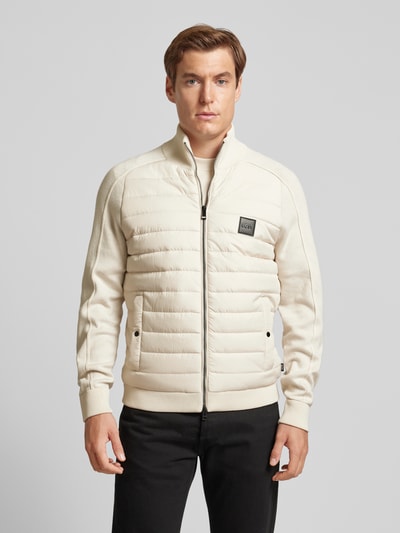 BOSS Strickjacke mit Stehkragen Modell 'Esfero' Offwhite 4