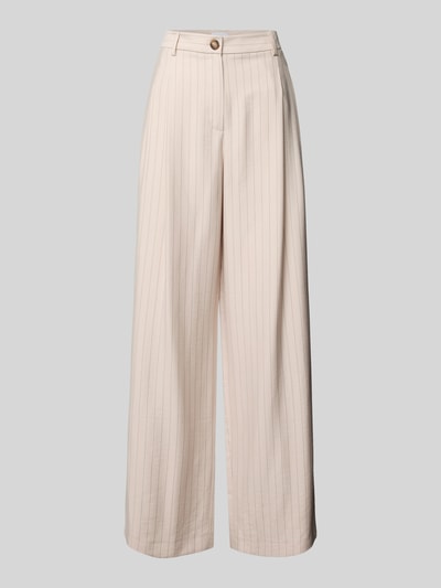 Produktfoto, Wide Leg Hose mit Gesäßtaschen von Jake*s Collection, beżowe spodnie z szerokimi nogawkami, kanty, kieszenie z tyłu, zapięcie na guzik i zamek błyskawiczny, szerokość w rozmiarze 38: 39 cm, długość wewnętrzna nogawki w rozmiarze 38: 79 cm
