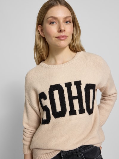 ZABAIONE Sweter z dzianiny z okrągłym dekoltem model ‘Cl44ara’ Beżowy 3