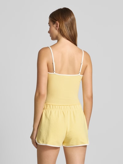 LeGer by Lena Gercke Korte top met labelstitching, model 'Ela' Lichtgeel - 5