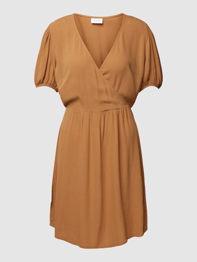 Vila Minikleid aus Viskose mit Allover-Muster Modell 'MOASHLY' Camel 2