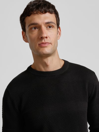 Lindbergh Gebreide pullover met ribboorden Zwart - 3