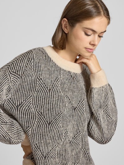 Pieces Comfort fit gebreide pullover met wol, model 'JENNA' Lichtgrijs - 3