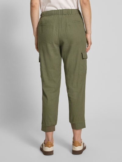 FREE/QUENT Tapered Fit Leinenhose mit Cargotaschen Modell 'Lava' Oliv 5