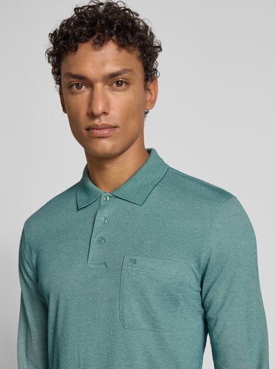 Christian Berg Men Regular fit poloshirt in design met lange mouwen Grasgroen - 3