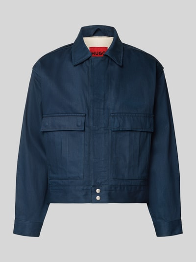 Productfoto, donkerblauwe Relaxed Fit Jeansjacke aus reiner Baumwolle model 'HUGO 083/1' van HUGO, Heren jeansjack
