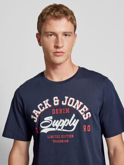 Jack & Jones T-shirt z nadrukiem z logo Ciemnoniebieski 3