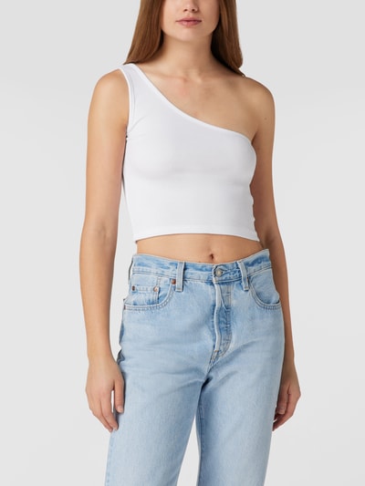 Review Cropped One-Shoulder-Top Weiss 4