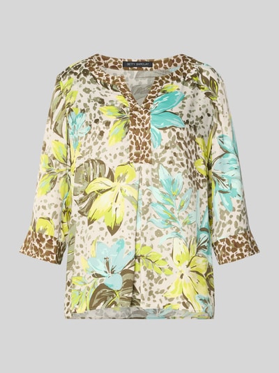 Produktfoto, Regular Fit Bluse aus Viskose mit 3/4-Arm von Betty Barclay mit Allover-Look, V-Ausschnitt, florales Muster, Beige, Blau, Grün