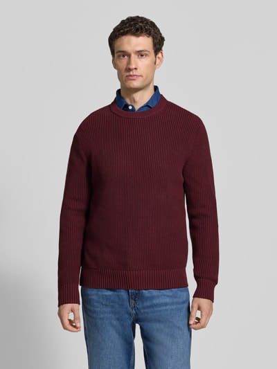 MCNEAL Regular Fit Strickpullover aus reiner Baumwolle Dunkelrot 4