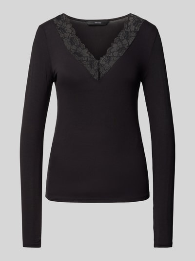 Vero Moda Langarm Top mit Spitzenbesatz Modell 'ROSA' Black 2