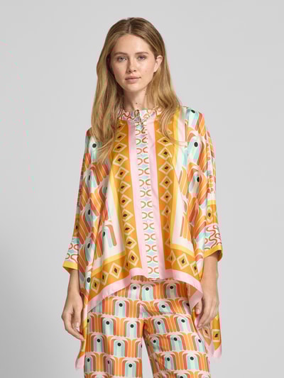 Herzensangelegenheit Relaxed Fit Seidenbluse mit Stehkragen Orange 4