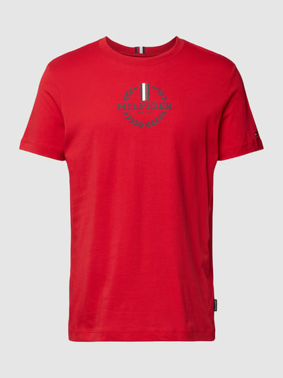 Tommy Hilfiger Slim fit T-shirt met ronde hals Donkerrood - 2