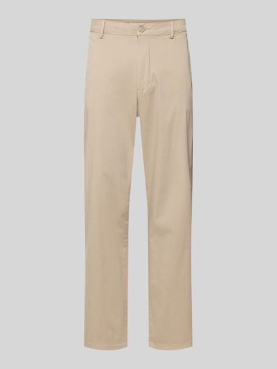 Produktfoto, Stoffhose mit Gesäßtaschen von Casual Friday in Beige, gerader Schnitt, Baumwoll-Elasthan-Mix, französische Eingrifftaschen