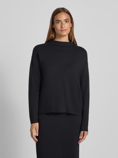 Christian Berg Woman Oversized Strickpullover mit geripptem Stehkragen Black 4
