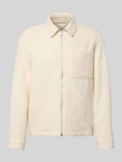 Produktfoto, Jacke mit Reißverschluss und Brusttasche von Drykorn in Creme, reine Baumwolle, Regular Fit, Umlegekragen, strukturierte Oberfläche