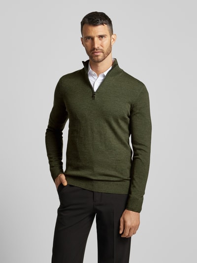 JOOP! Collection Sweter z dzianiny z kołnierzem model ‘Dario’ Zielony 4