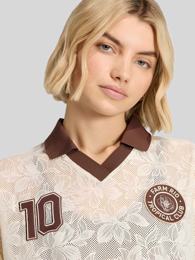 adidas Sportswear Loose Fit Sport-Trikot aus semi-transparenter Spitze mit Patches Offwhite 3