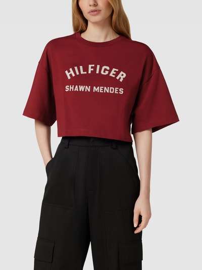 Tommy Hilfiger Kort T-shirt met labelstitching Rood - 4