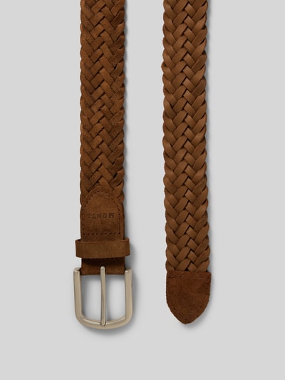 Produktfoto, Gürtel aus Leder in Flecht-Optik Modell 'Vancouver' von Monti, Herren Gürtel aus Echtleder, Dornschließe, Breite 3 cm, braun.