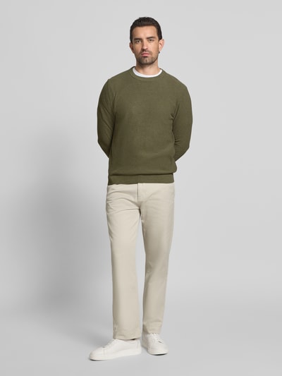 MCNEAL Strickpullover mit gerippten Abschlüssen Oliv Melange 1