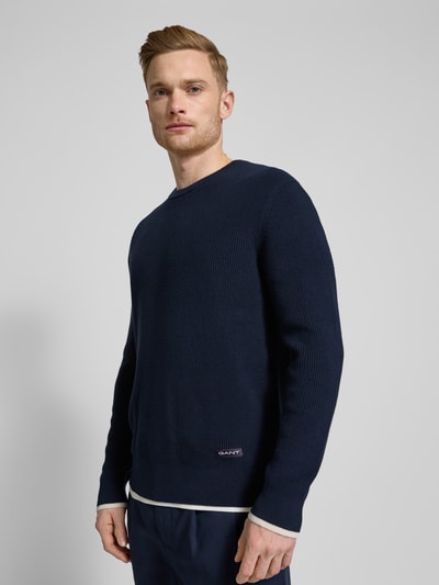 Gant Strickpullover mit Label-Patch Marine 3