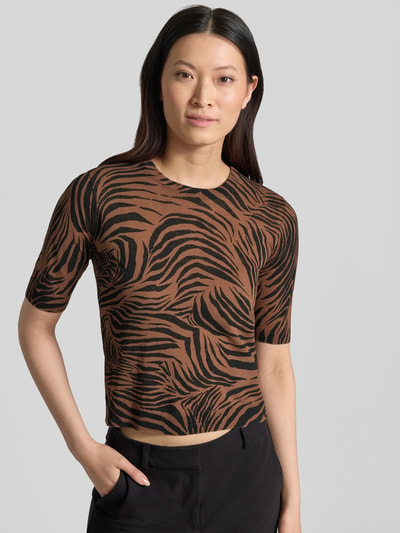 Max Mara Studio Regular Fit Strick-Shirt aus Baumwoll-Mix Modell 'AGO' Mittelbraun 3