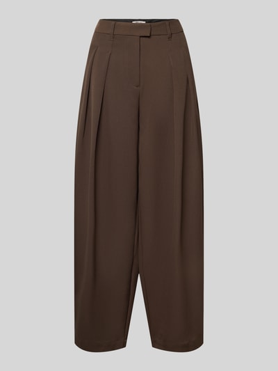 ONLY Barrel Fit Bundfaltenhose aus reiner Baumwolle Modell 'KIRSY' Dunkelbraun 1