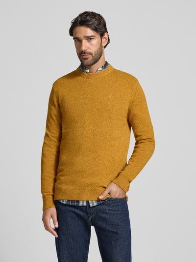 Barbour Pullover aus Woll-Seide-Mix mit Rundhalsausschnitt Modell 'TISBURY' Senf 4