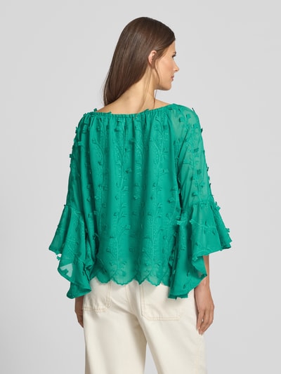 Apricot Blusenshirt mit Zierbesatz Gruen 5