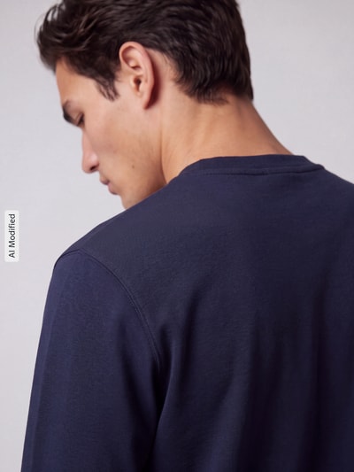 Selected Regular Fit Pullover aus reiner Baumwolle Modell 'TORINO' Dunkelblau 3