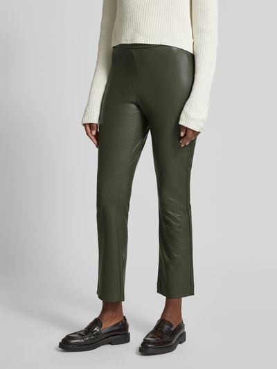 Raffaello Rossi Flared bootcut broek in leerlook, model 'MACY' Olijfgroen - 4