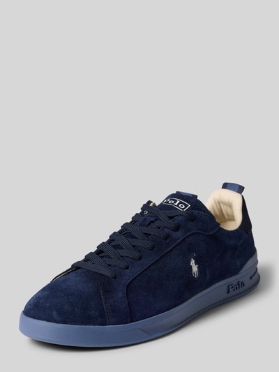 Produktfoto, Sneaker aus Leder-Mix von Polo Ralph Lauren in Dunkelblau mit glatter und samtiger Textur, Herren Sneaker von Polo Ralph Lauren
