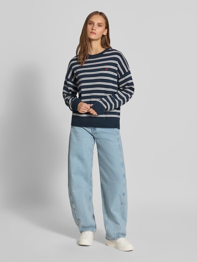 REVIEW Oversized Pullover aus Baumwoll-Mix Dunkelblau 1