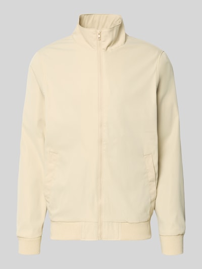 Produktfoto, Regular Fit Jacke mit Stehkragen Modell 'Hefi' von Blend aus reiner Baumwolle in Beige mit Reißverschluss und Eingrifftaschen