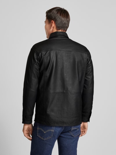 Jack & Jones Premium Lederjacke mit Kentkragen Modell 'SERGE' Black 5