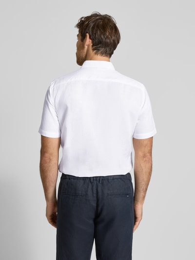 Jake*s Slim Fit Leinenhemd mit Knopfleiste Weiss 5