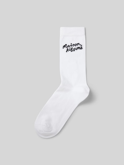 MAISON KITSUNE Socken mit Label-Print Weiss 1