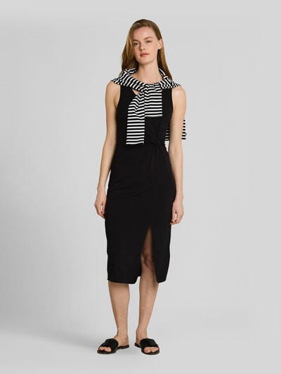Tom Tailor Denim Kleid aus Viskose-Mix mit Knoten-Detail und Schlitz Black 1