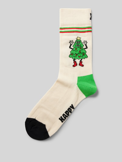 Happy Socks Socken mit Label-Stitching Modell 'Happy Tree' Offwhite 1