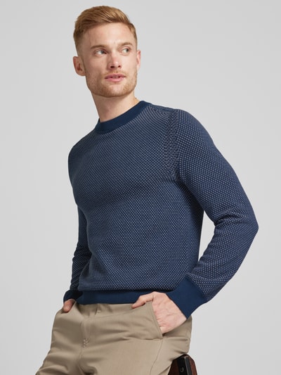 BOSS Orange Gebreide pullover met structuurmotief, model 'Kaponski' Bleu - 3