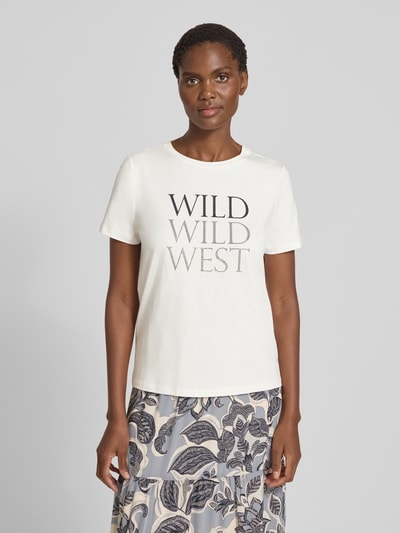 comma T-shirt z nadrukiem ze sloganem Złamany biały 4