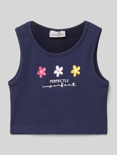 Happy Girls Top z wyhaftowanymi motywami Granatowy 1