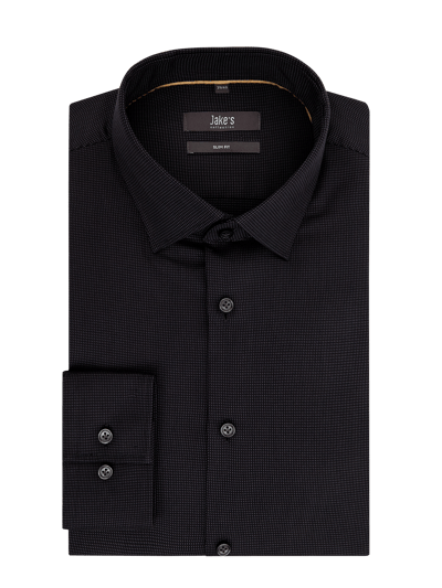 Jake*s Slim Fit Business-Hemd mit Allover-Muster Anthrazit 2